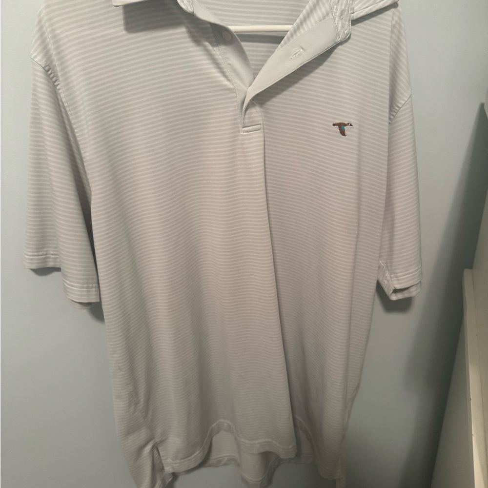 Men's Striped Polo Shirt - White